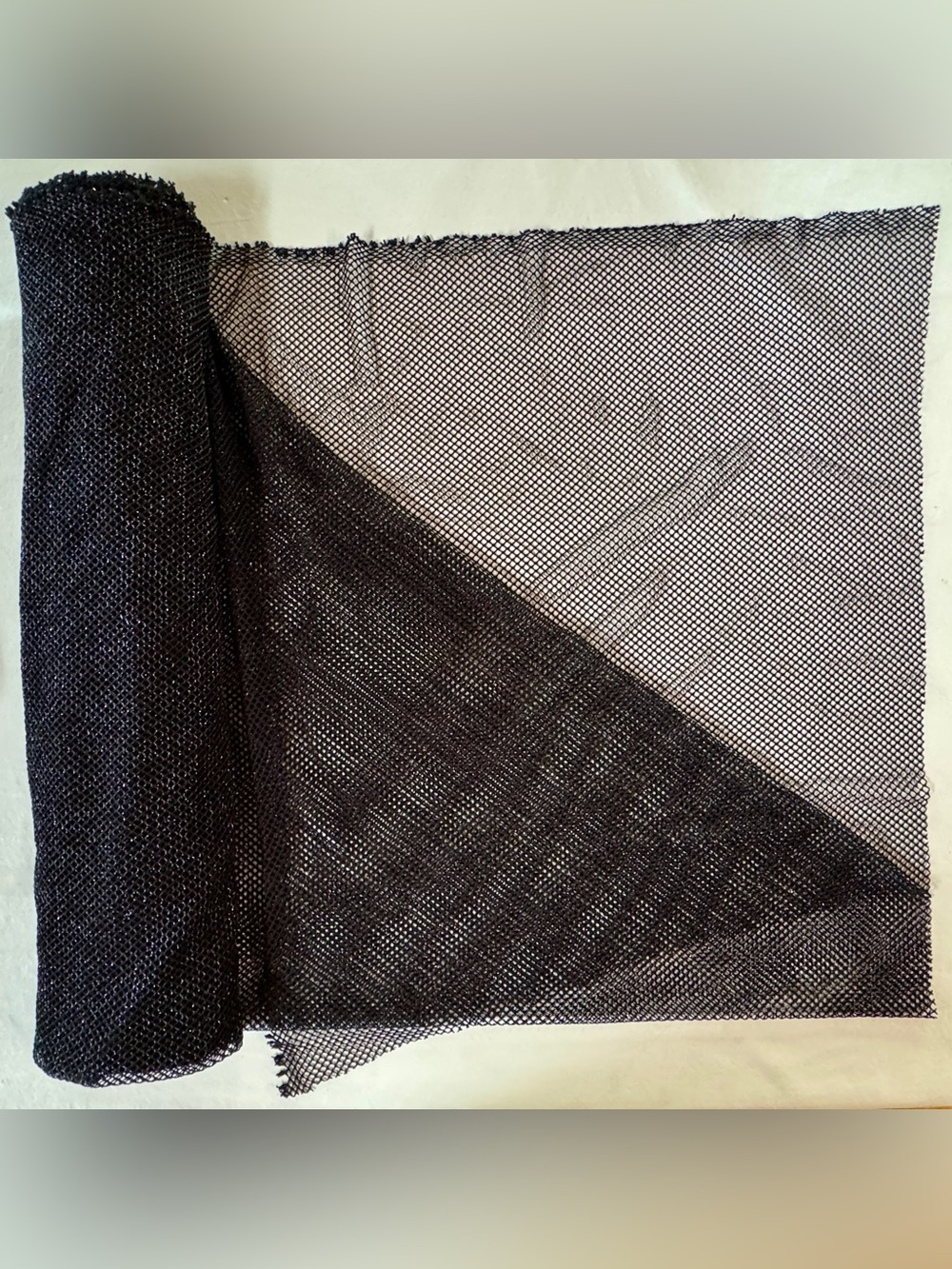 FISHNET STRETCH FABRIC BLACK & SILVER *Sold by-the-yard* (36” x 63” wide) - Picture 5 of 10